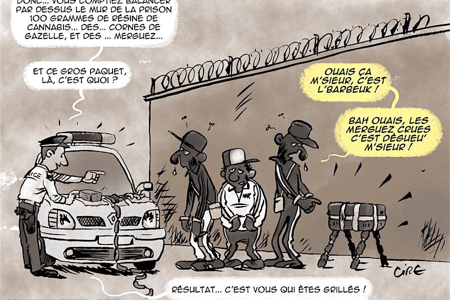 1 voiture brulée, 100 grammes de shit, des merguez et des cornes de gazelle