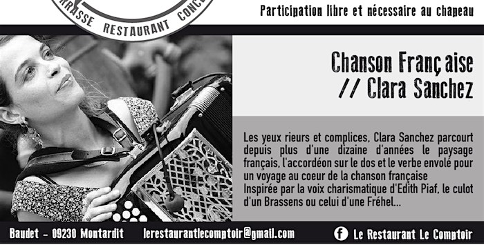 Montardit : Clara Sanchez chanson française – 20 juillet